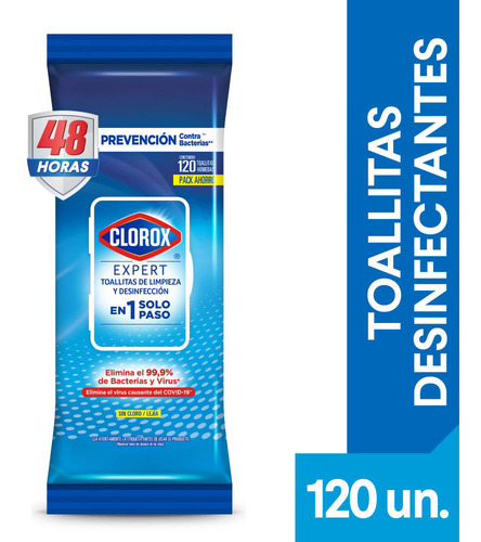 Toallitas Desinfectantes Clorox Expert Fresco 120 Un