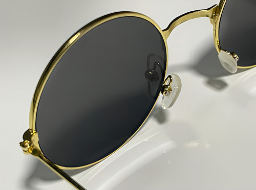 Gafas Woodstock Beats Jimmy Hendrix Rock Look con montura redonda, color varilla dorada, lente dorada, color azul espejo