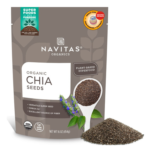 Navitas Organics Semillas De Chia, Bolsa De 16 Onzas, 38 Por