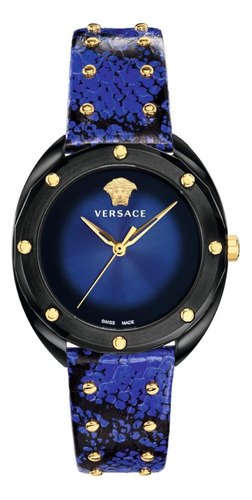 Versace Reloj Azul De Cuarzo Con Pantalla Analógica Vebmshad