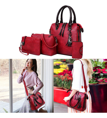 4 Unids / Set Bolsos De Moda Para Mujer, Bolso De Hombro,