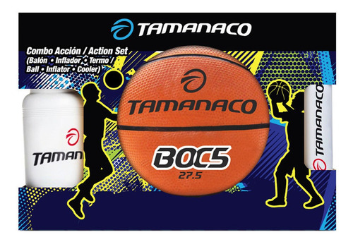 Combo Balon Basquet Basketball N5 Tamanaco Termo E Inflador