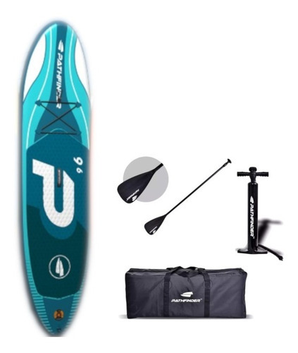 Tabla Stand Up Paddle Pathfinder 2,90 M Remo Inflador Bolso Color Verde/Azul