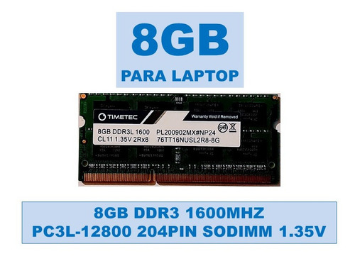 Imagen 1 de 2 de Memoria De 8gb Ddr3 1600mhz Para Laptop