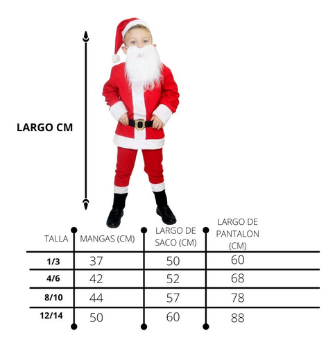 Disfraz Santa Claus Clasico Con Barba Blanca Niño