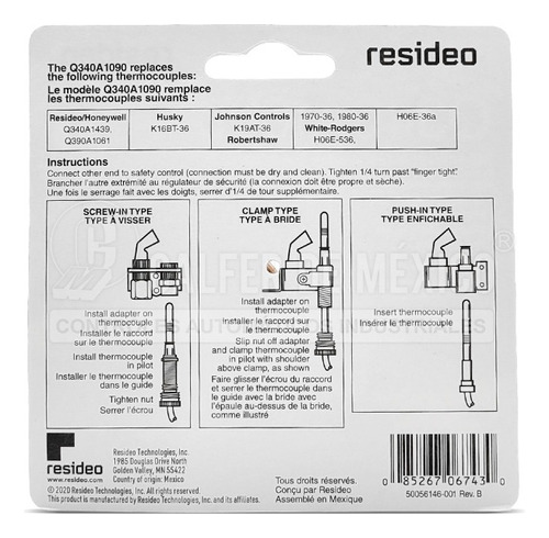 Termocople 30 Mv, 36 Longitud, Q340a1090, Resideo.