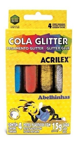 Cola Colorida Com Glitter Com 4 Cores 15g Acrilex