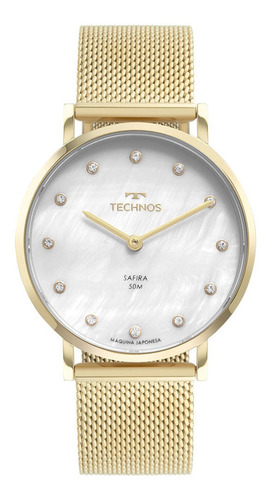 Relógio Feminino Technos Slim Dourado Loja De Fábrica Cor do fundo Branco