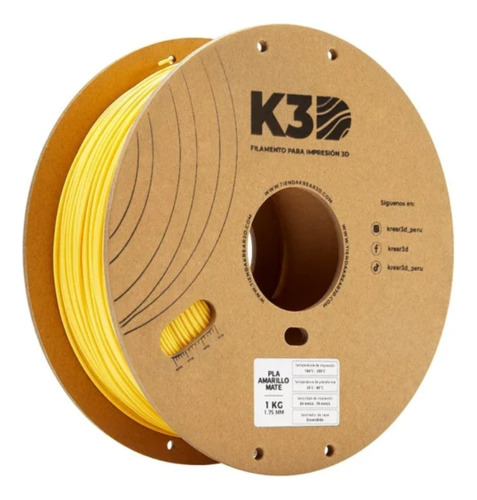 Filamento K3d Pla Amarillo Mate 1.75mm 1kg