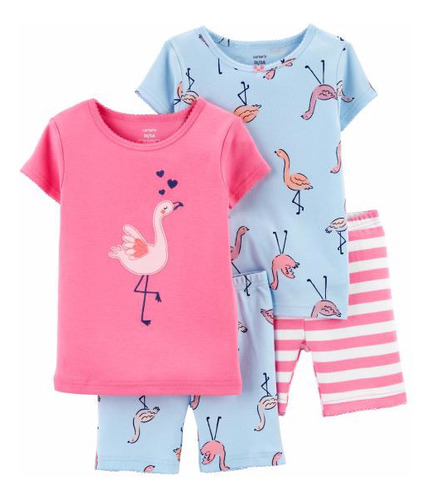 Conjunto 4 Piezas Pijama Algodon Bebe Niña Carter`s Talla 4