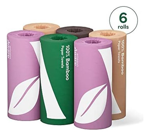 Toallas De Papel 100% Bambu, 6 Rollos, 2 Capas, Fsc, 150