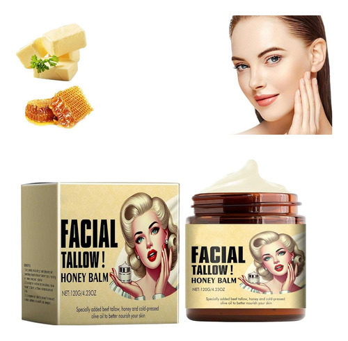 Bálsamo De Sebo De Res Batido Y Miel, Crema Facial Con
