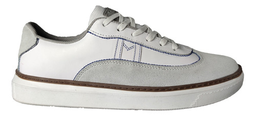 Tenis Para Hombre En Cuero Ref. Bahía Azul, Blanco Y Negro