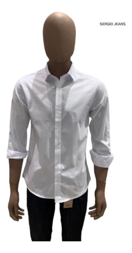 Imagen 5 de 5 de Camisa De Hombre Blanca Ajustada Slim Fit Elastizada