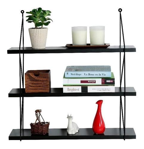 Repisa Estante Flotante Para Pared 3 Niveles - Mdf Y Metal