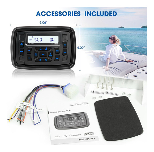 Receptor De Radio Marino Bluetooth Resistente Al Agua - 200