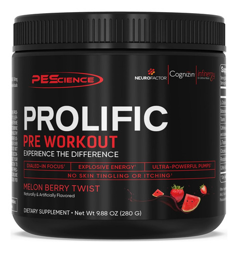 Pescience Prolific Pre Workout Pre Entreno 20 Servs Sabor Melon Berry Twist