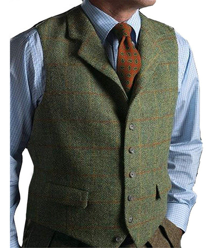 Chaleco De Traje Para Hombre, Lana, Color Verde