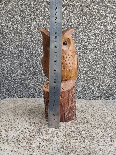 Búho Tallado En Madera - Decoración Vintage Marrón (Usado)