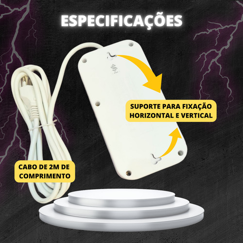 Extensão Filtro De Linha 5 Tomadas Usb Anti Chamas Cor Branco