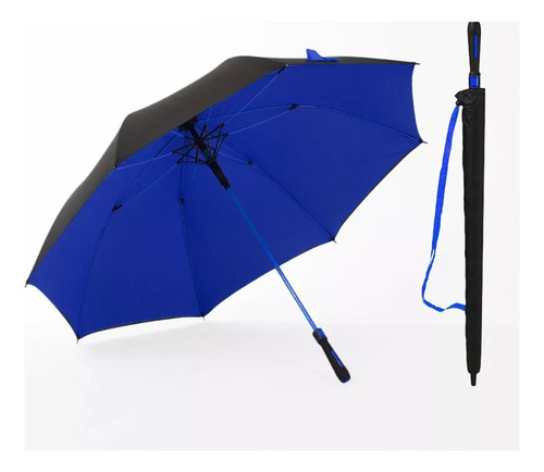 Paraguas De Golf, Mango Largo Y Grandede Doble Capa 130cm Color Azul