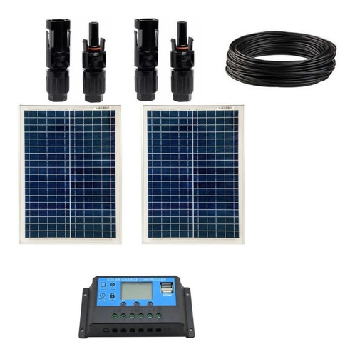 Kit Painel Solar P/ Caminhão 120w  Bateria 24v/12v Cabo+mc4