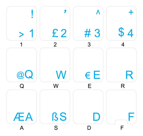 Turco Q Etiqueta Engomada Teclado Letra Azul Fondo