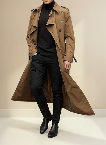 Gabardina Larga En Poliéster Otoño/invierno For Hombre 4c