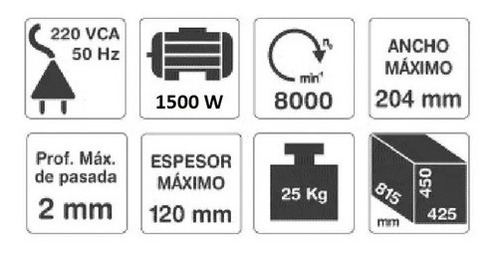 Imagen 2 de 4 de Cepilladora Garlopa De Banco 1500w Gamma 318 Mm 8000 Rpm