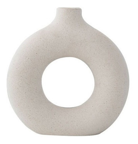 Imagen 1 de 7 de Florero Delicado Moderno Circular Ceramica Arenada Pequeño