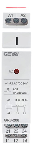 Rele Intermedio Auxiliar Interruptor Carril Din 8a 2spdt Ac