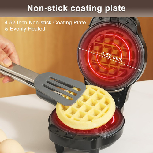 Mini Waffles Maker 3 En 1 Con 6 Placas Removibles, No Stick