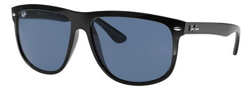 Anteojos de sol Ray-Ban RB4147 Large con marco de nailon color polished shiny black, lente dark blue clásica, varilla polished shiny black de nailon