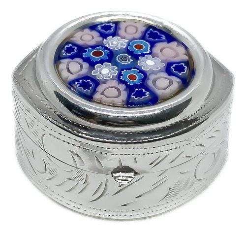 Pastillero Cofre Cristal Murano Plata 925 Plateado