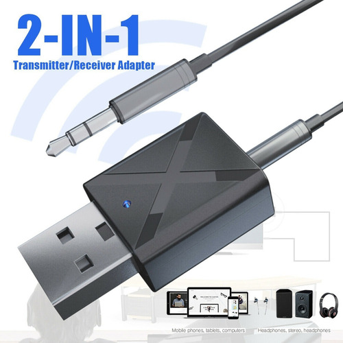 2en1 Transmisor + Receptor Bluetooth Audio Inalambrico 3.5mm