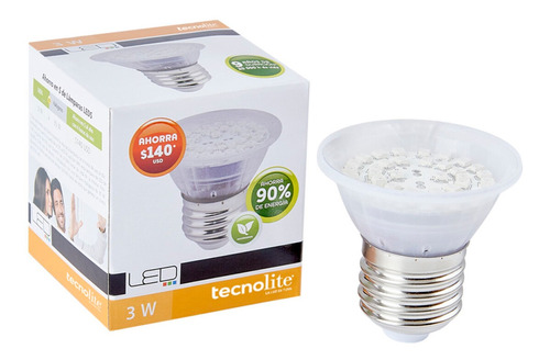 Foco Led Rgb Dicroico E27 3w Luz Multicolor 127v Tecnolite