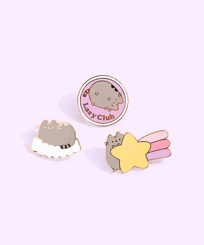 Conjunto De Pines Gato Pusheen The Cat Dreamy Days Pins Set Color Gris Oscuro
