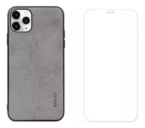 Carcasa + Lámina Vidrio Templ. Para iPhone 11 Pro Max Gris