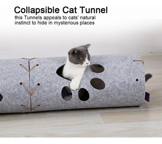 túnel gris tamaño XXL KaraLuna Túnel para gatos con 3 bolas rollo cueva conejo túnel 120 cm de largo túnel de juego plegable para gatos gato conejo 