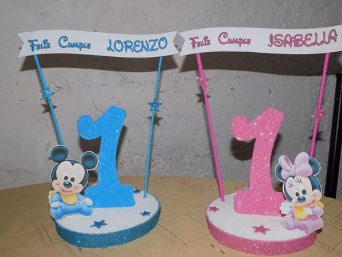 Adorno De Torta De Minnie Y Mickey Bebe