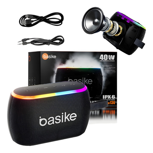 Caixa De Som 40w Portatil Bluetooth Tws Potente Ipx6 Com Rgb