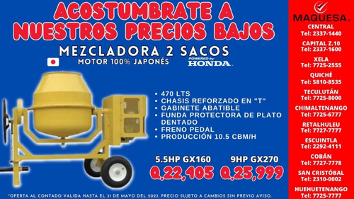 Oferta Mezcladoras 2 Sacos 