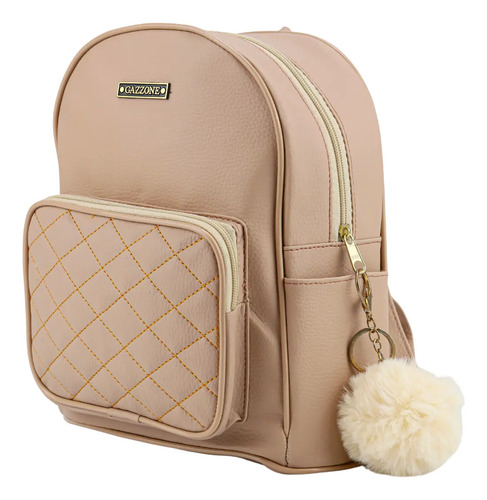 Mochila Feminina de Passeio Gazzone Pequena para o Dia a Dia Cor Creme