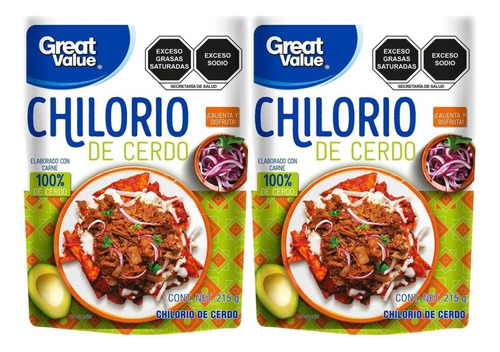 2 Chilorio Great Value De Cerdo 215 G Cada Uno