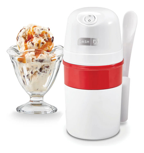 Máquina para helado personal con cuchara Dash color blanco y rojo 127V