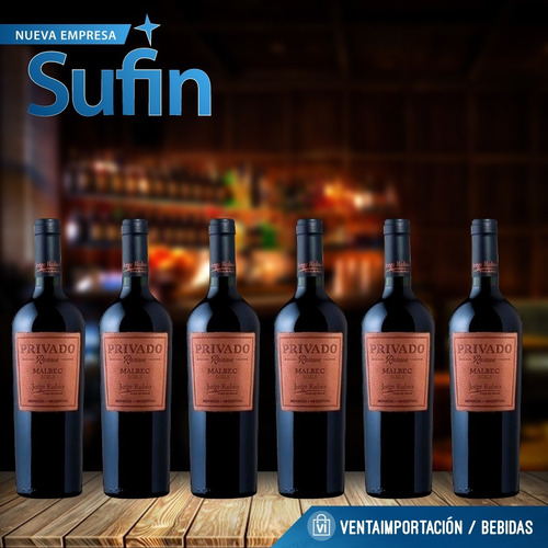 Imagen 2 de 2 de Vino Privado Malbec Bodega Jorge Rubio 750 Ml Caja X6- Sufin