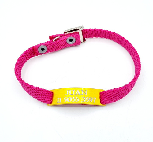 Chapita Gato Pasador Dorado+ Collar 1 Cm Reforzado Fucsia