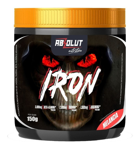 Pre Treino Iron 150g Absolut Nutrition Para Treios Pesados Sabor Melancia