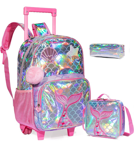 Zbaogtw Mochila Con Ruedas De Sirena Para Niñas Mochila Para