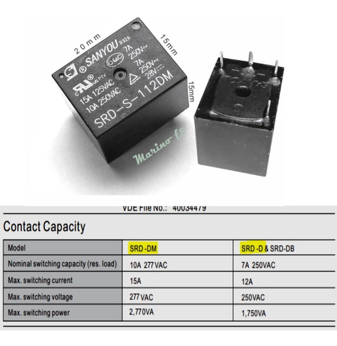 Rele Relay Uso Gral Srd-s-112dm Bobina 12v - 250vac 7/10a